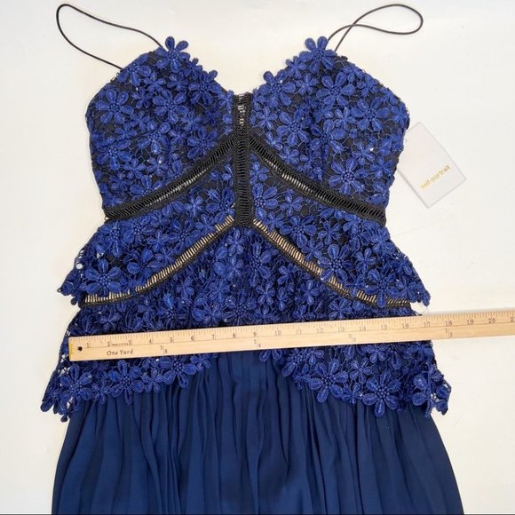 Sexy Blue Lace Bodice Side Split Midi Dress - Picture 14 of 17